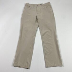 Dunning Pants Mens 34 Khaki Performance Golf Stretch Flat Front Lightweight